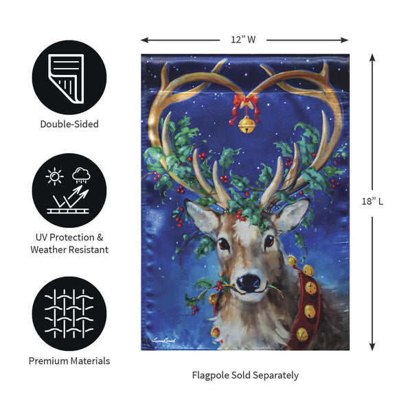 Plow & Hearth Santa's Reindeer Lustre Garden Flag