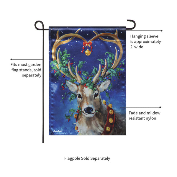 Plow & Hearth Santa's Reindeer Lustre Garden Flag