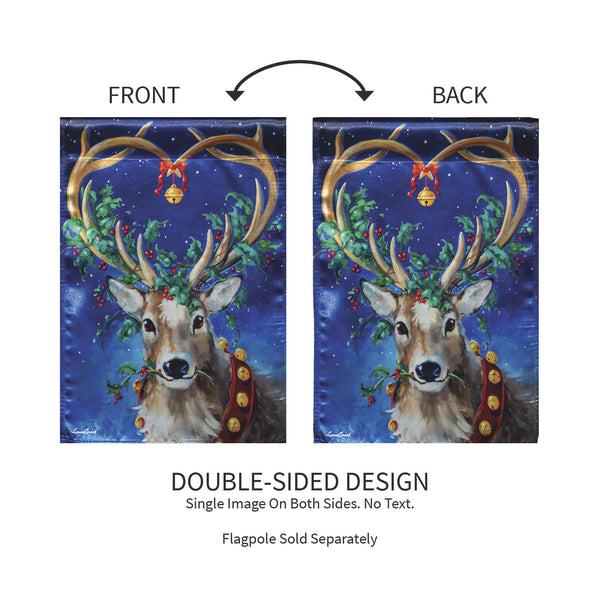 Plow & Hearth Santa's Reindeer Lustre Garden Flag