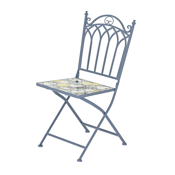 plow & hearth Santiago Blue Mosaic Bistro Chair