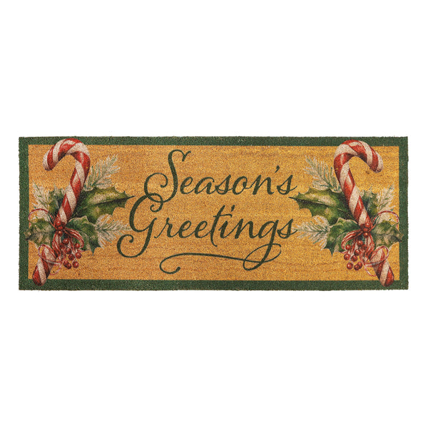 Plow & Hearth Season's Greetings Coir Mat 24"x60"