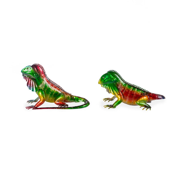 Plow & Hearth Set Of 2 Metal Iguana Statues