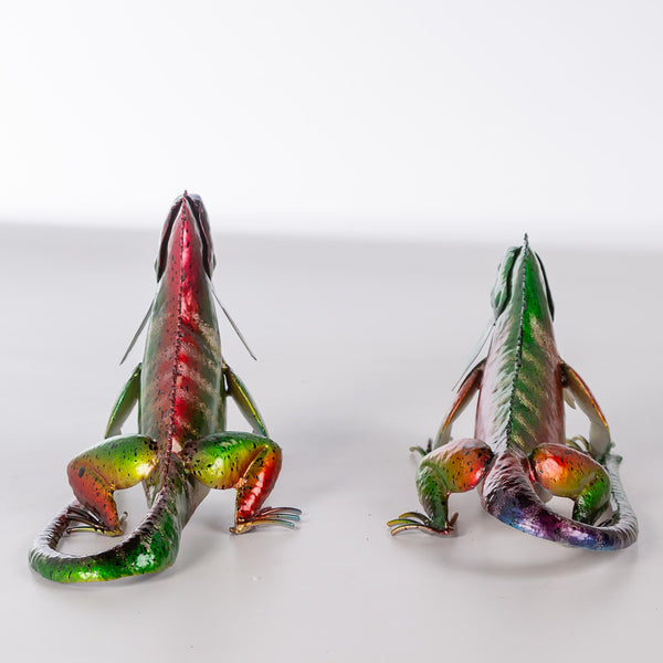 Plow & Hearth Set Of 2 Metal Iguana Statues