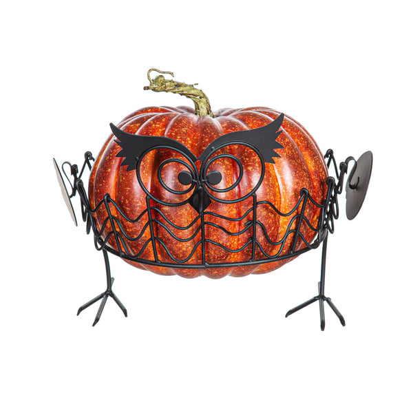 Plow & Hearth Set Of 2 Owl Pumpkin Holders