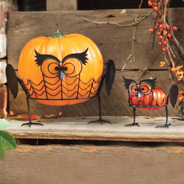 plow & hearth Set Of 2 Owl Pumpkin Holders