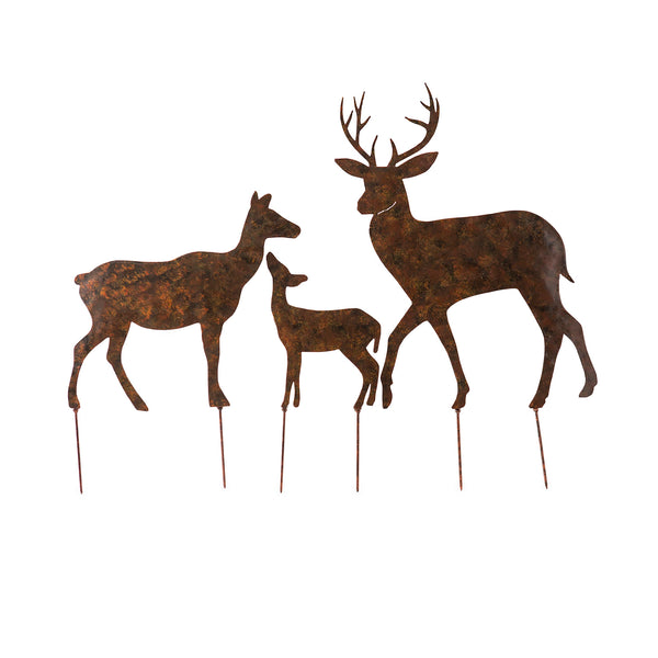 Plow & Hearth Set Of 3 Deer Stakes