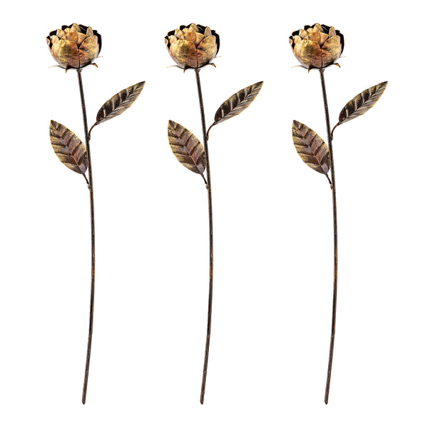 Plow & Hearth Set Of 3 Metal Rose Stakes