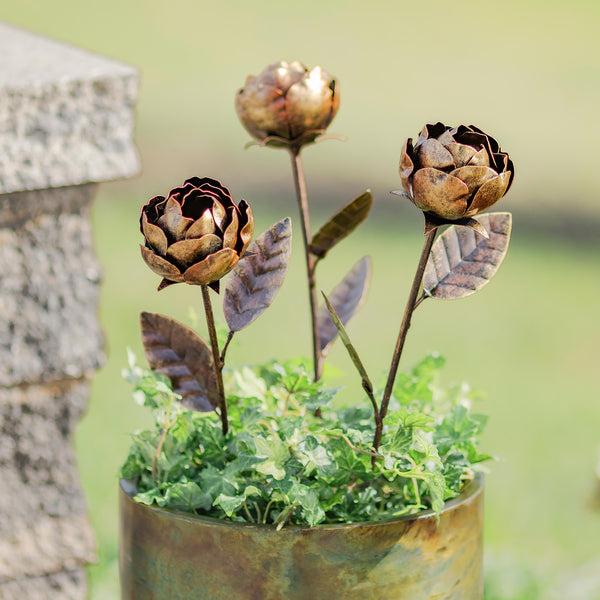 plow & hearth Set of 3 Metal Rose Stakes