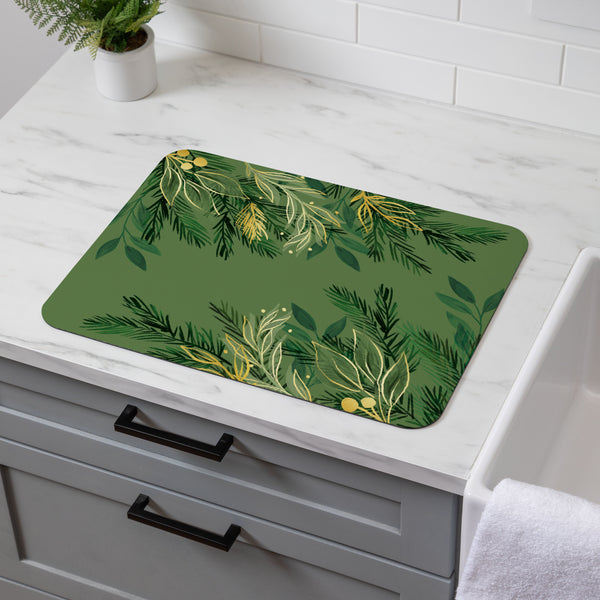 Plow & Hearth Shades Of Green Drying Mat 20" X 15"