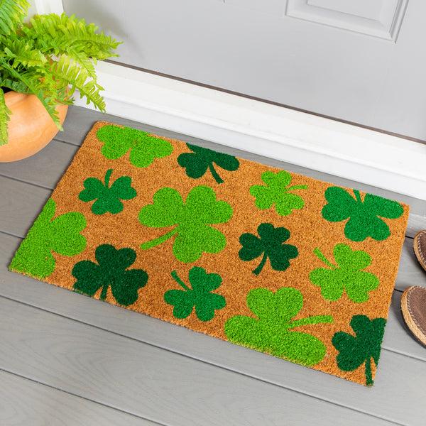 plow & hearth Shamrock Time Coir Mat