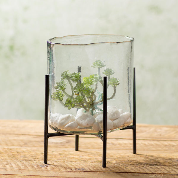 plow & hearth Small Oval Glass Stand