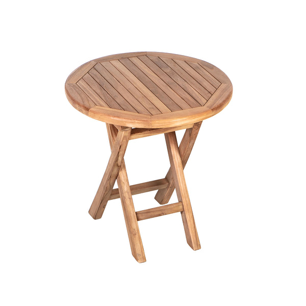 Plow & Hearth Small Round Teak Folding Side Table