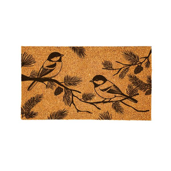 Plow & Hearth Snowbirds Chickadees Coir Mat 28"x16"