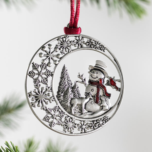 plow & hearth Snowman Solid Pewter Ornament