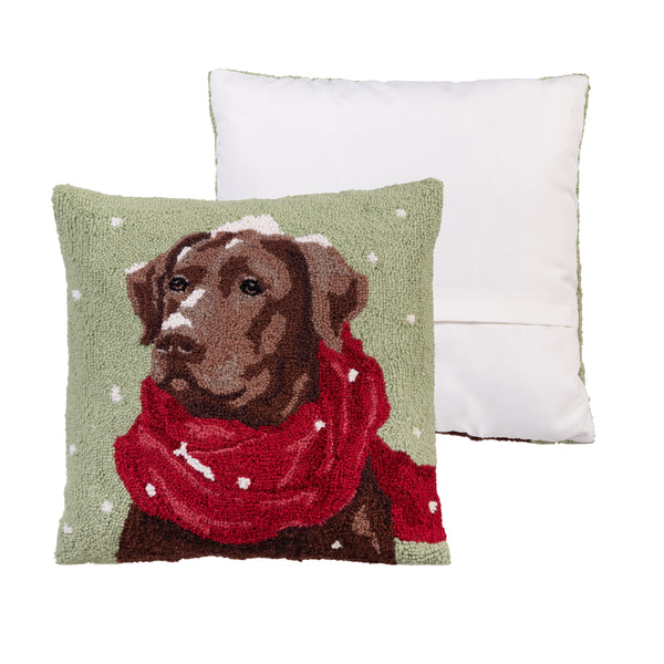 Plow & Hearth Snowy Chocolate Lab Hook Pillow