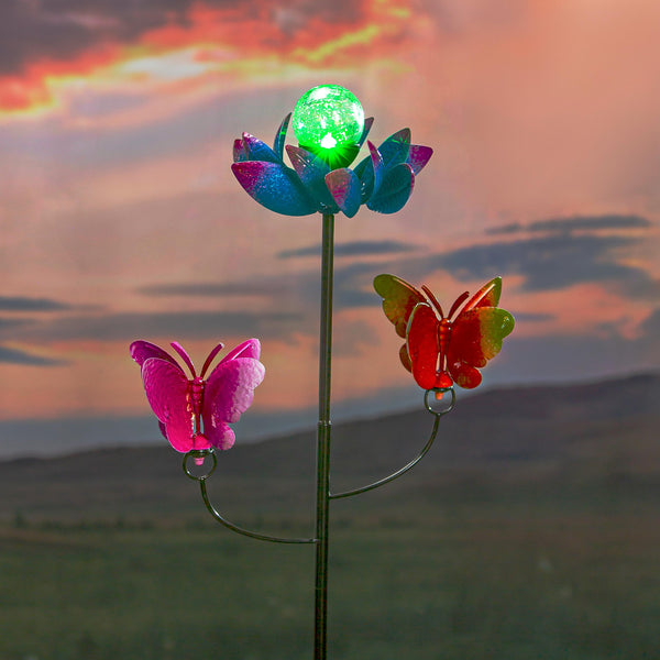 plow & hearth Solar Butterfly Ball Spinner