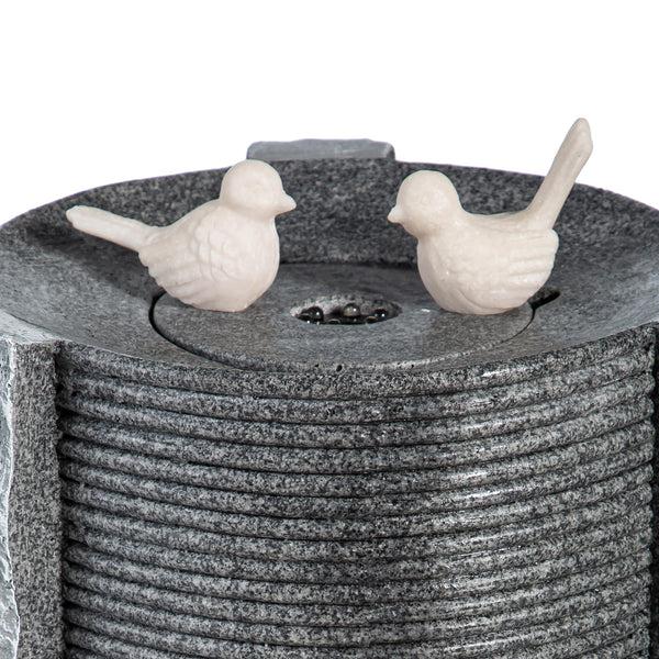 Plow & Hearth Stone Cylinder With Birds Fountain