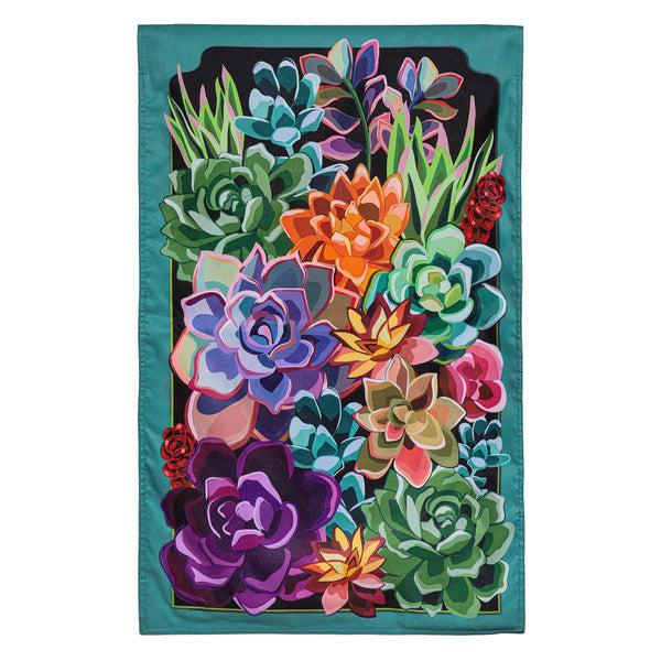 Plow & Hearth Summer Succulents Burlap House Flag