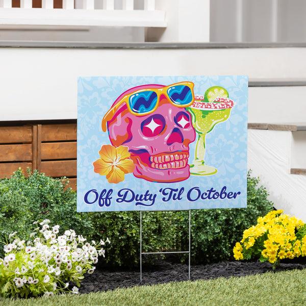 plow & hearth Summerween Off Duty Yard Sign 24"x18"