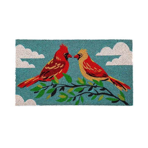 Plow & Hearth Sweet Cardinal Couple Coir Mat
