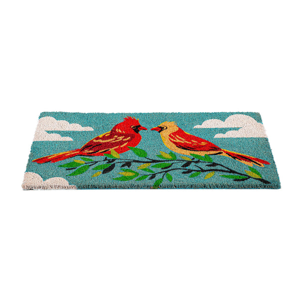 Plow & Hearth Sweet Cardinal Couple Coir Mat