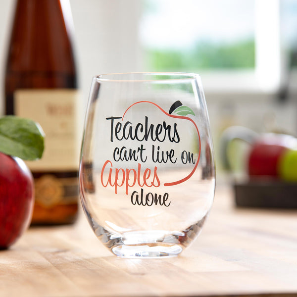 plow & hearth Teachers Stemless Glass 17oz Gift Box