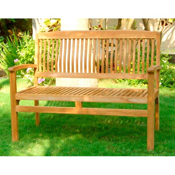 Plow & Hearth Teak Bench With Arm Rests