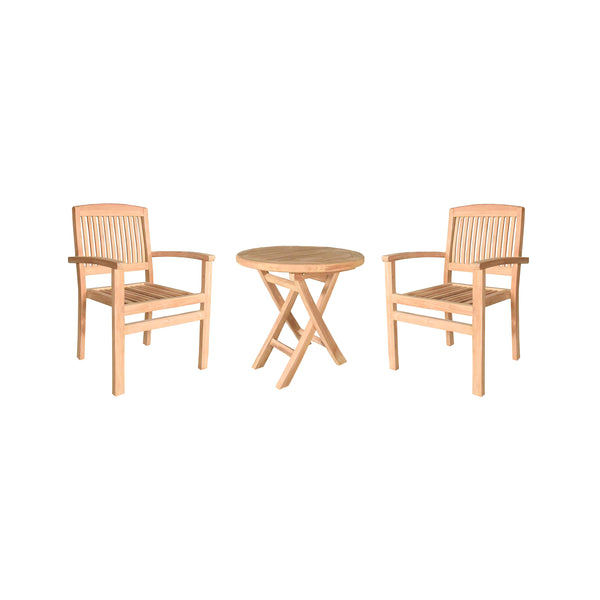 Plow & Hearth Teak Chat Set 3-Piece