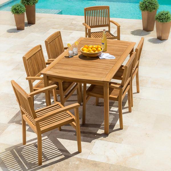 Plow & Hearth Teak Dining Set 7-Piece Set