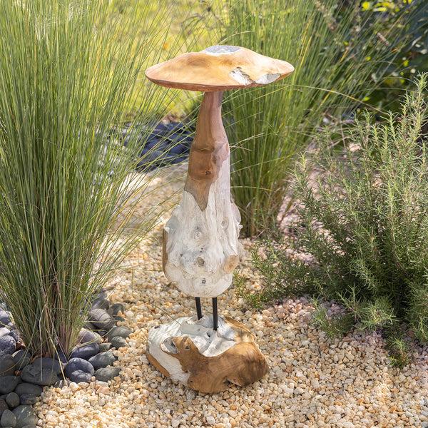 plow & hearth TEAK MSHROOM GRDN ST