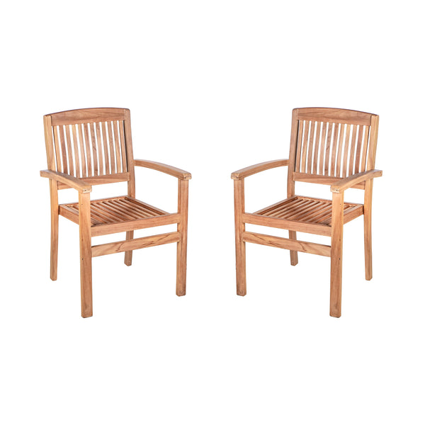 Plow & Hearth Teak Wood Chairs Set Of 2