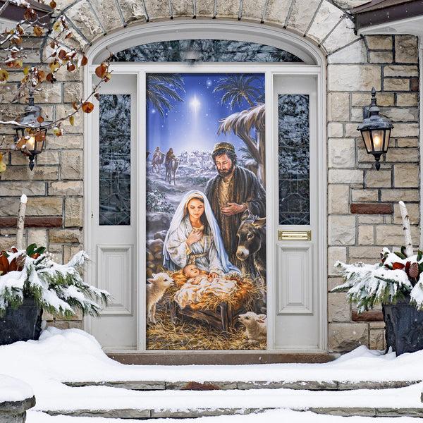 plow & hearth The Savior is Born Premium Door Cover