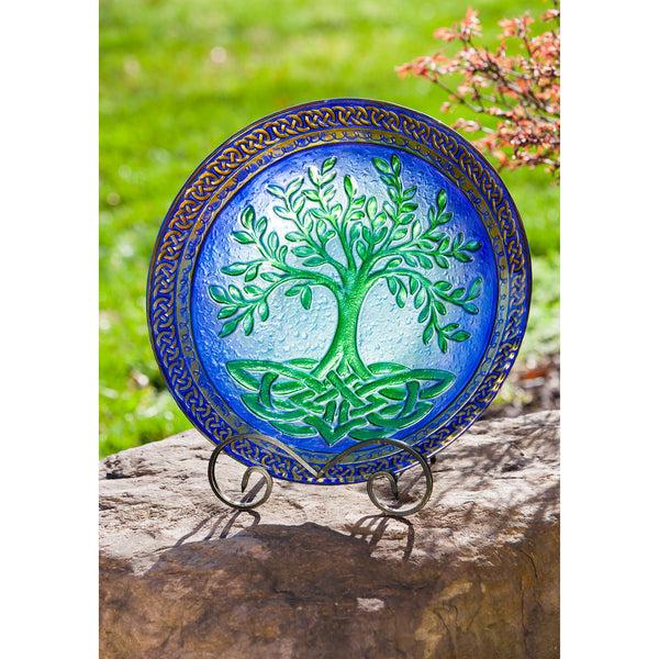 Plow & Hearth Tree Of Life 18" Glass Bird Bath