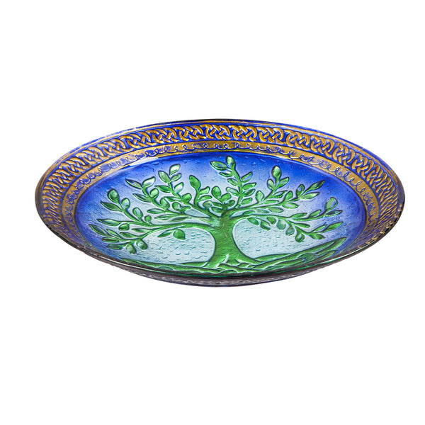 Plow & Hearth Tree Of Life 18" Glass Bird Bath