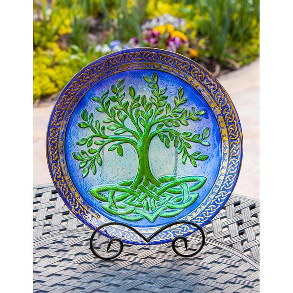 plow & hearth Tree of Life 18" Glass bird bath