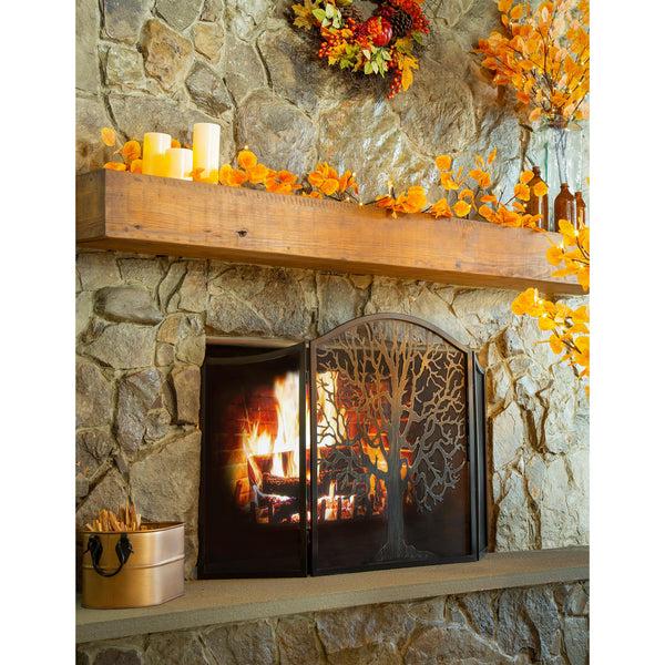 plow & hearth Tri Fold Tree of Life Firescreen