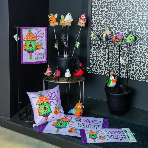 Plow & Hearth Trick Or Tweet Suede Garden Flag
