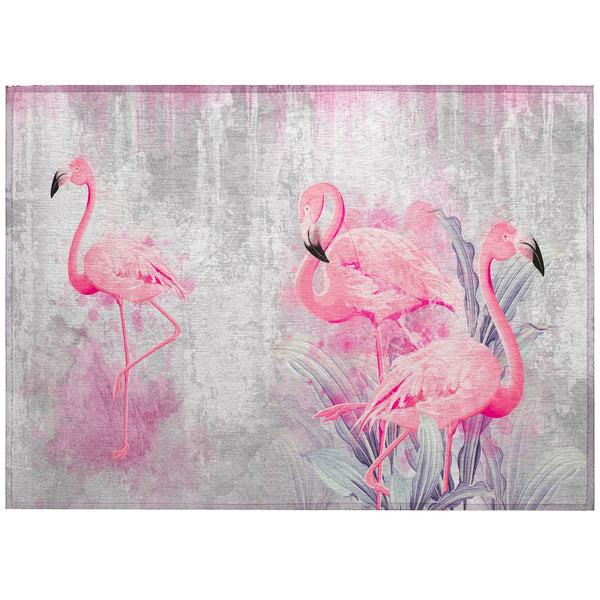 Plow & Hearth Tropical Flamingos Polyester Area Rug