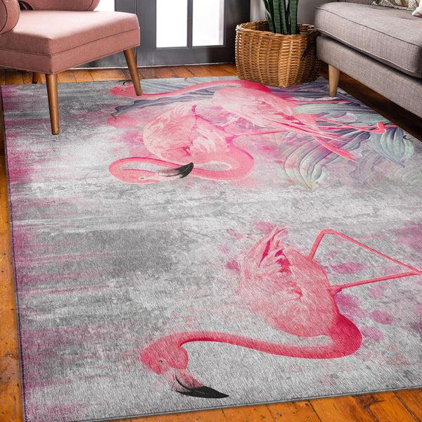 plow & hearth Tropical Flamingos Polyester Area Rug