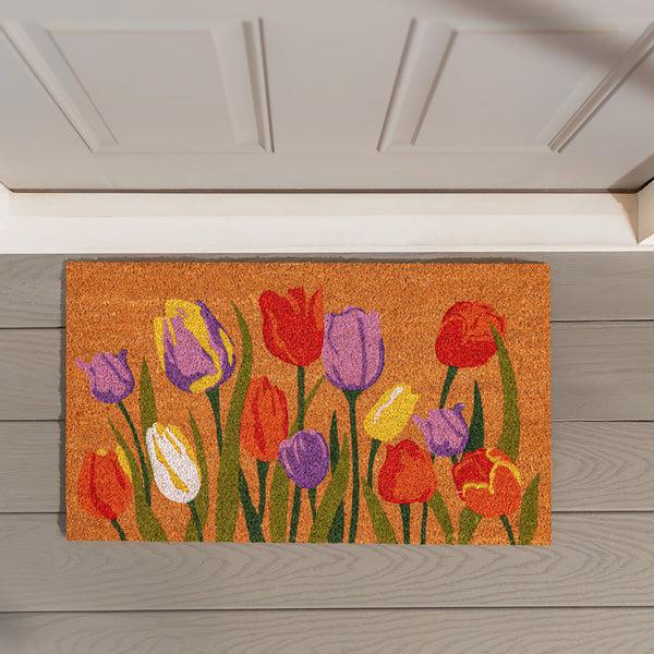 Plow & Hearth Tulip Palooza Coir Mat