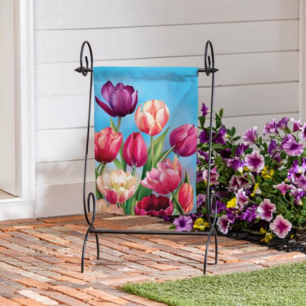 Plow & Hearth Tulip Palooza Suede Garden Flag