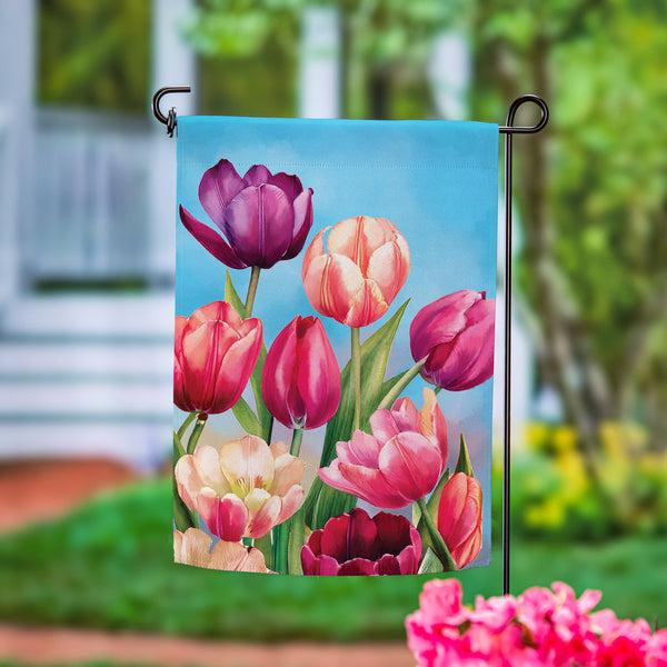 plow & hearth Tulip Palooza Suede Garden Flag