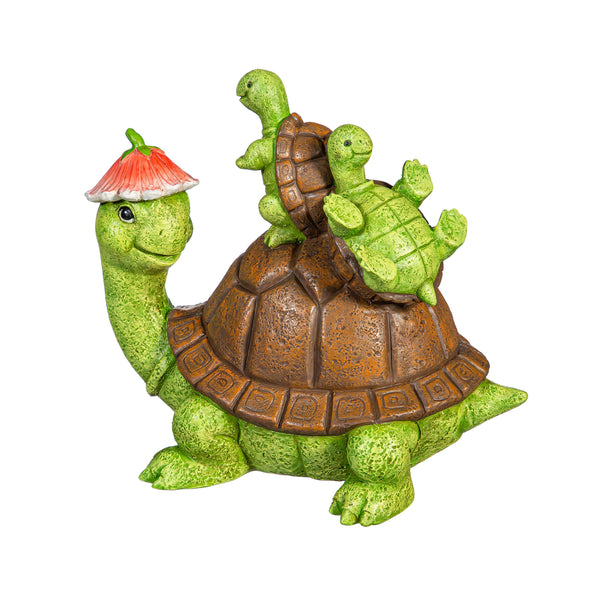 Plow & Hearth Turtle With Kids Garden Statue 7"H