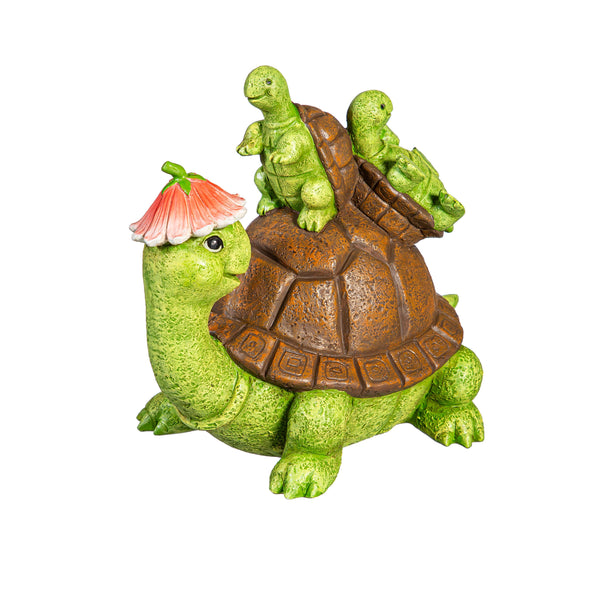 Plow & Hearth Turtle With Kids Garden Statue 7"H