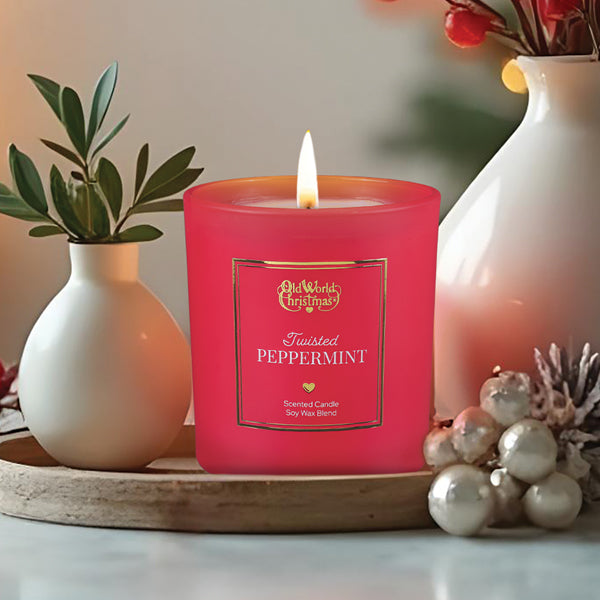 plow & hearth Twisted Peppermint Candle