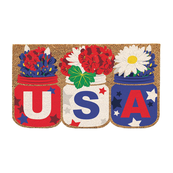 plow & hearth USA Mason Jars Shaped Coir Mat