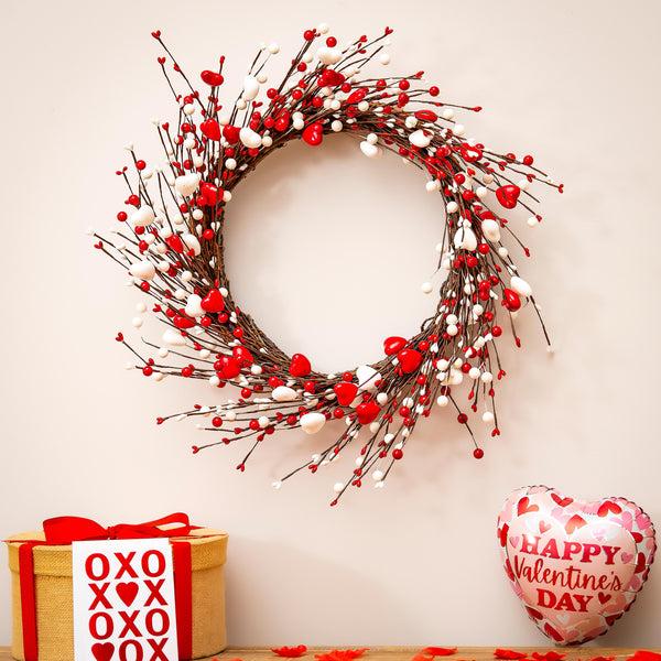plow & hearth Valentine's Day Wreath Hearts 20"H