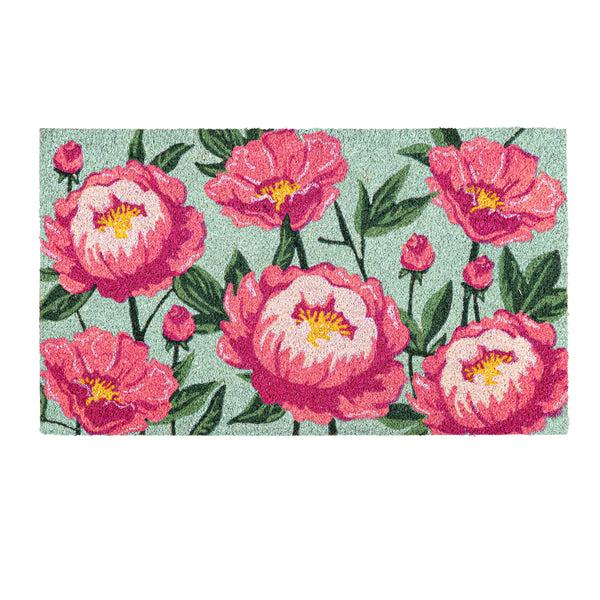 Plow & Hearth Vibrant Peonies Coir Mat