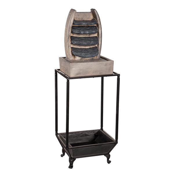 Plow & Hearth Waterfall Fountain With Planter Shelf
