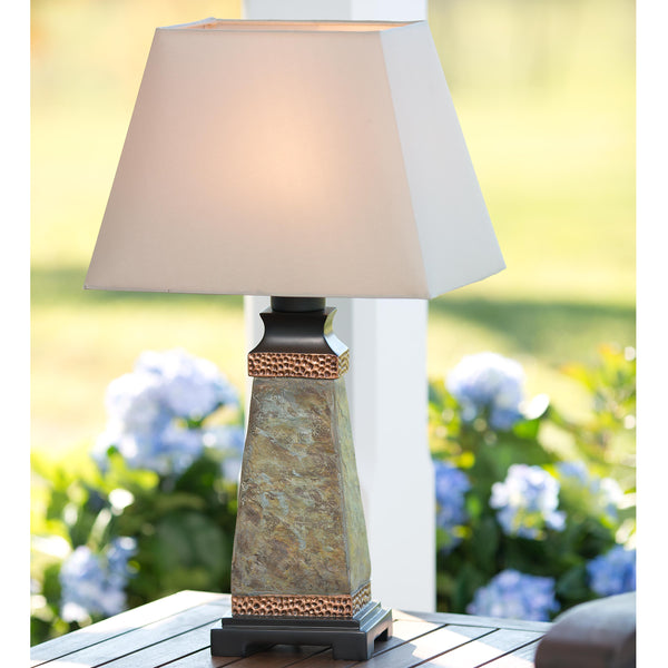 plow & hearth Weatherproof Slate Outdoor Table Lamp